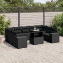 vidaXL 10-Piece Lounge Set with Cushions Poly Rattan Black