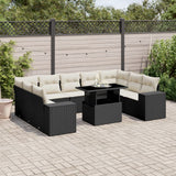 vidaXL 10-Piece Lounge Set with Cushions Poly Rattan Black