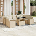 vidaXL 10-Piece Lounge Set with Cushions Poly Rattan Black