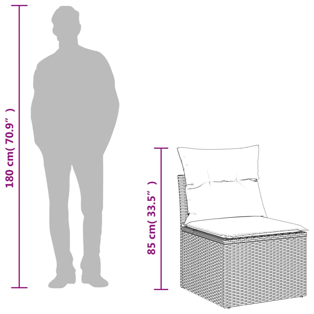 vidaXL 10-Piece Lounge Set with Cushions Poly Rattan Black
