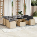 vidaXL 10-Piece Lounge Set with Cushions Poly Rattan Black