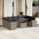 vidaXL 10-Piece Lounge Set with Cushions Poly Rattan Black