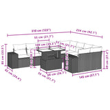 vidaXL 10-delige Loungeset met kussens poly rattan zwart