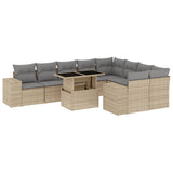 vidaXL 10-delige Loungeset met kussens poly rattan zwart