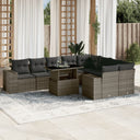 vidaXL 10-delige Loungeset met kussens poly rattan zwart