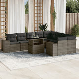 vidaXL 10-delige Loungeset met kussens poly rattan zwart