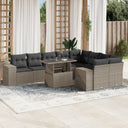 vidaXL 10-delige Loungeset met kussens poly rattan zwart
