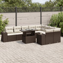 vidaXL 10-delige Loungeset met kussens poly rattan zwart