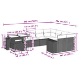 vidaXL 10-delige Loungeset met kussens poly rattan zwart