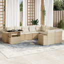 vidaXL 10-delige Loungeset met kussens poly rattan zwart
