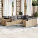 vidaXL 10-delige Loungeset met kussens poly rattan zwart
