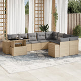 vidaXL 10-delige Loungeset met kussens poly rattan zwart