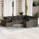 vidaXL 10-delige Loungeset met kussens poly rattan zwart