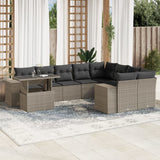 vidaXL 10-delige Loungeset met kussens poly rattan zwart