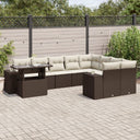 vidaXL 10-delige Loungeset met kussens poly rattan zwart