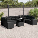 vidaXL 11-Piece Lounge Set with Cushions Poly Rattan Black
