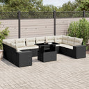 vidaXL 11-Piece Lounge Set with Cushions Poly Rattan Black
