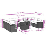 vidaXL 11-Piece Lounge Set with Cushions Poly Rattan Black