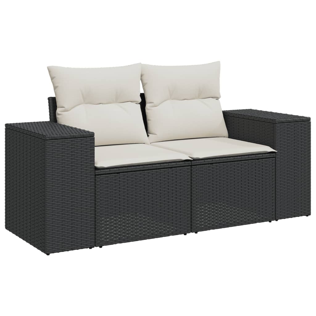 vidaXL 11-Piece Lounge Set with Cushions Poly Rattan Black