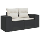 vidaXL 11-Piece Lounge Set with Cushions Poly Rattan Black