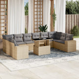vidaXL 11-Piece Lounge Set with Cushions Poly Rattan Black