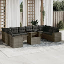 vidaXL 11-Piece Lounge Set with Cushions Poly Rattan Black