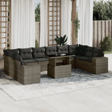 vidaXL 11-Piece Lounge Set with Cushions Poly Rattan Black