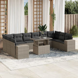 vidaXL 11-Piece Lounge Set with Cushions Poly Rattan Black