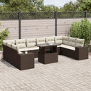 vidaXL 11-Piece Lounge Set with Cushions Poly Rattan Black