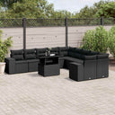 vidaXL 11-Piece Lounge Set with Cushions Poly Rattan Black