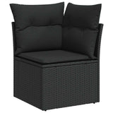 vidaXL 11-Piece Lounge Set with Cushions Poly Rattan Black