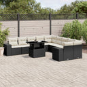 vidaXL 11-Piece Lounge Set with Cushions Poly Rattan Black