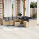 vidaXL 11-Piece Lounge Set with Cushions Poly Rattan Black