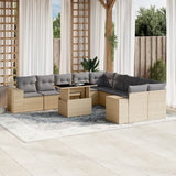 vidaXL 11-Piece Lounge Set with Cushions Poly Rattan Black