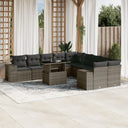 vidaXL 11-Piece Lounge Set with Cushions Poly Rattan Black
