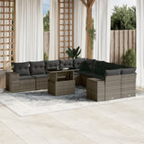 vidaXL 11-Piece Lounge Set with Cushions Poly Rattan Black