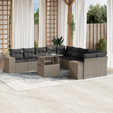 vidaXL 11-Piece Lounge Set with Cushions Poly Rattan Black