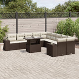 vidaXL 11-Piece Lounge Set with Cushions Poly Rattan Black