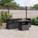 vidaXL 5-piece Lounge Set with Cushions Poly Rattan Black