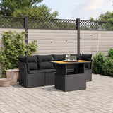 vidaXL 5-piece Lounge Set with Cushions Poly Rattan Black