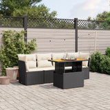 vidaXL 5-piece Lounge Set with Cushions Poly Rattan Black