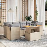 vidaXL 7-delige Loungeset met kussens poly rattan zwart