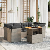 vidaXL 7-delige Loungeset met kussens poly rattan zwart