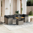 vidaXL 8-delige Loungeset met kussens poly rattan zwart