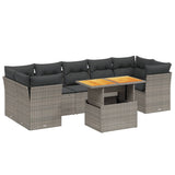 vidaXL 8-delige Loungeset met kussens poly rattan zwart