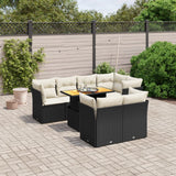 vidaXL 8-delige Loungeset met kussens poly rattan zwart