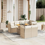 vidaXL 8-delige Loungeset met kussens poly rattan zwart