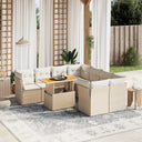 vidaXL 9-delige Loungeset met kussens poly rattan zwart