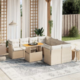 vidaXL 9-delige Loungeset met kussens poly rattan zwart