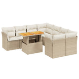 vidaXL 9-delige Loungeset met kussens poly rattan zwart